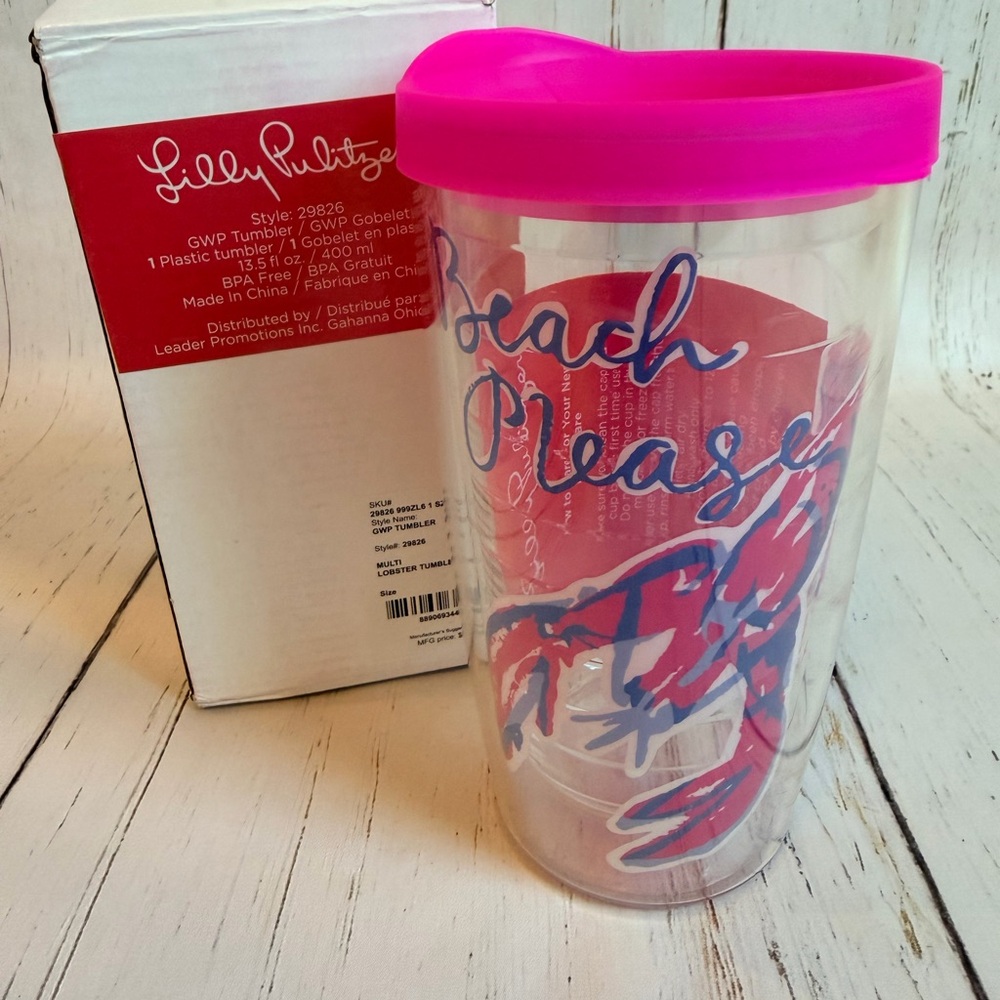 Lilly Pulitzer Lobster Tumbler Beach Please 13.5 fl oz NEW in box!